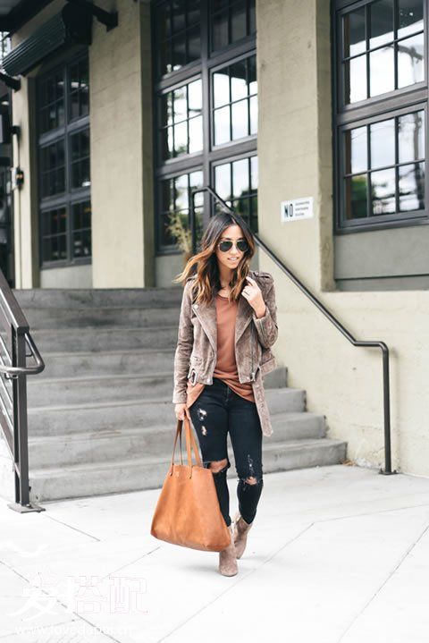 麂皮絨機(jī)車夾克搭配